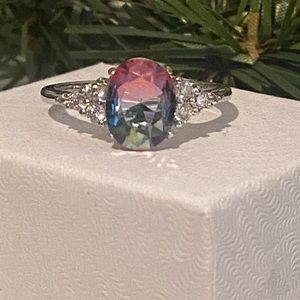 Unicorn Ombré Crystal and White Topaz Ring, size 7 (Bomb Party)